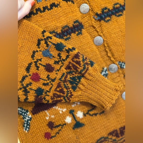 Harold’s Wool Cottage Nordic Fair Isle Swedish Horse Knit Cardigan GVC L - Picture 6 of 10